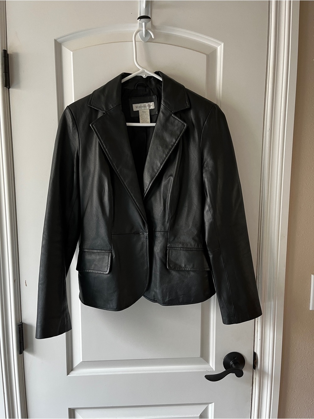 Vintage Worthington Black Genuine Leather Blazer